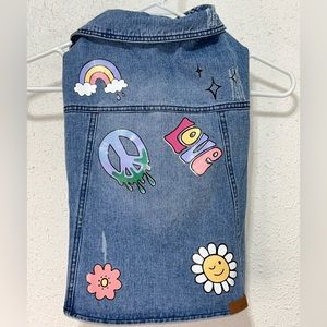 Justice lightweight denim dog jacket size medium